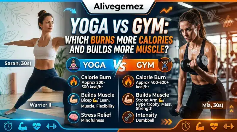 yoga vs gym calories muscle.