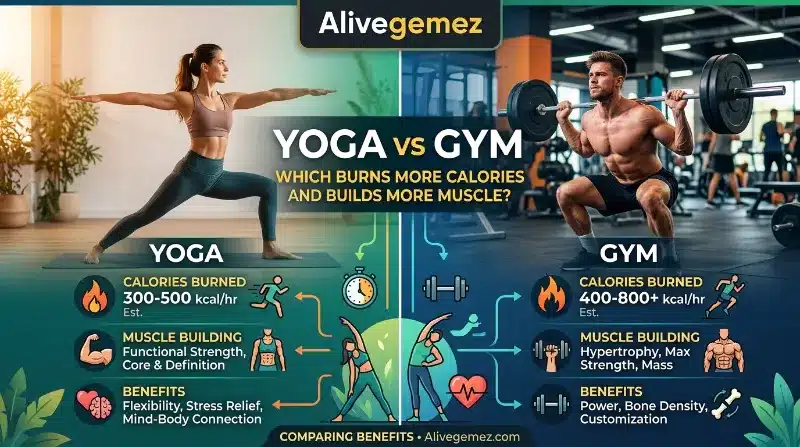 yoga vs gym calories muscle.